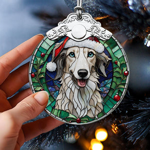 Christmas Dog Stained Glass Ornament | Unique Holiday Gift for Dog Lovers | Borzoi