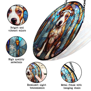 Christmas Dog Stained Glass Suncatcher | Unique Holiday Gift for Dog Lovers | Bull Terrier