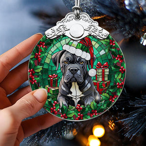 Christmas Dog Stained Glass Ornament | Unique Holiday Gift for Dog Lovers | Cane Corso