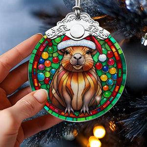 Capybara Stained Glass Christmas Glass Ornament, Elegant Holiday Décor for Your Tree, Glass Ornament christmas 2024