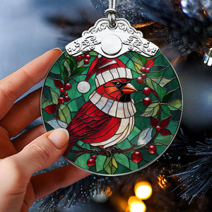 Cardinal Stained Glass Christmas Glass Ornament, Elegant Holiday Décor for Your Tree, Glass Ornament christmas 2024