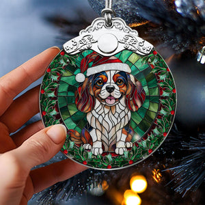 Christmas Dog Stained Glass Ornament | Unique Holiday Gift for Dog Lovers | Cavalier King Charles Spaniel