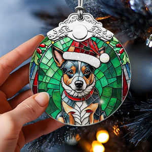 Christmas Dog Stained Glass Ornament | Unique Holiday Gift for Dog Lovers | Australian Cattle Dog