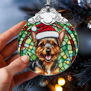 Christmas Dog Stained Glass Ornament | Unique Holiday Gift for Dog Lovers | Australian Terrier