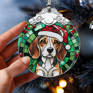 Christmas Dog Stained Glass Ornament | Unique Holiday Gift for Dog Lovers | Beagle