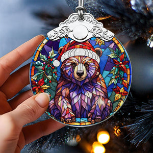 Bear Stained Glass Christmas Glass Ornament, Elegant Holiday Décor for Your Tree, Glass Ornament christmas 2024