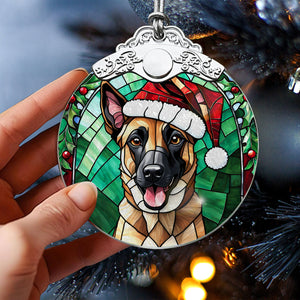 Christmas Dog Stained Glass Ornament | Unique Holiday Gift for Dog Lovers | Belgian Malinois