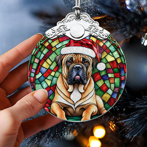 Christmas Dog Stained Glass Ornament | Unique Holiday Gift for Dog Lovers | Bullmastiff