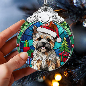 Christmas Dog Stained Glass Ornament | Unique Holiday Gift for Dog Lovers | Cairn Terrier