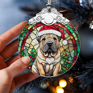 Christmas Dog Stained Glass Ornament | Unique Holiday Gift for Dog Lovers | Chinese Shar-Pei