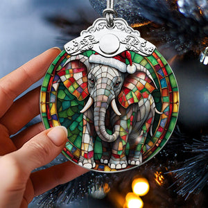 Elephant Stained Glass Christmas Glass Ornament, Elegant Holiday Décor for Your Tree, Glass Ornament christmas 2024