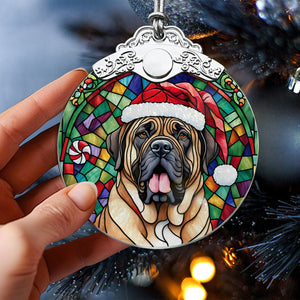 Christmas Dog Stained Glass Ornament | Unique Holiday Gift for Dog Lovers | English Mastiff