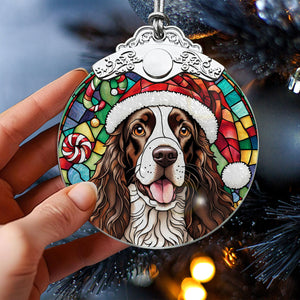 Christmas Dog Stained Glass Ornament | Unique Holiday Gift for Dog Lovers | English Springer Spaniel