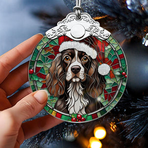 Christmas Dog Stained Glass Ornament | Unique Holiday Gift for Dog Lovers |  Field Spaniel