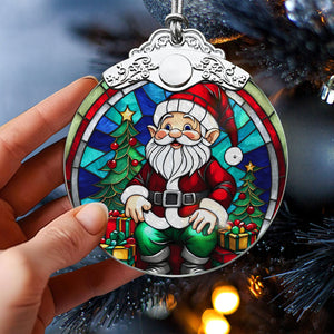 Gnome Stained Glass Christmas Glass Ornament, Elegant Holiday Décor for Your Tree, Glass Ornament christmas 2024