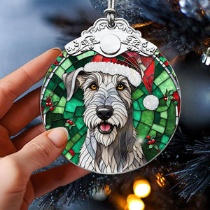 Christmas Dog Stained Glass Ornament | Unique Holiday Gift for Dog Lovers | Irish Wolfhound