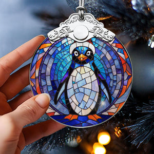 Penguin Stained Glass Christmas Glass Ornament, Elegant Holiday Décor for Your Tree, Glass Ornament christmas 2024