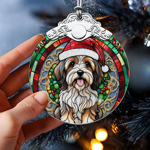 Christmas Dog Stained Glass Ornament | Unique Holiday Gift for Dog Lovers | Tibetan Terrier