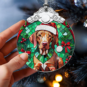 Christmas Dog Stained Glass Ornament | Unique Holiday Gift for Dog Lovers | Vizsla