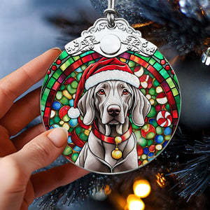 Christmas Dog Stained Glass Ornament | Unique Holiday Gift for Dog Lovers | Weimaraner