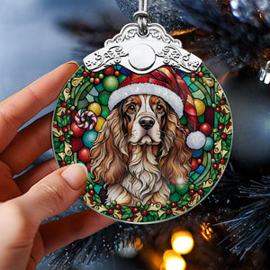 Christmas Dog Stained Glass Ornament | Unique Holiday Gift for Dog Lovers | Cocker Spaniel