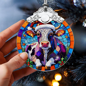 Cow Stained Glass Christmas Glass Ornament, Elegant Holiday Décor for Your Tree, Glass Ornament christmas 2024