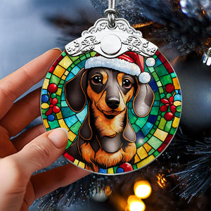 Christmas Dog Stained Glass Ornament | Unique Holiday Gift for Dog Lovers | Dachshund