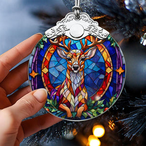 Deer Stained Glass Christmas Glass Ornament, Elegant Holiday Décor for Your Tree, Glass Ornament christmas 2024