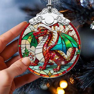 Dragon Stained Glass Christmas Glass Ornament, Elegant Holiday Décor for Your Tree, Glass Ornament christmas 2024