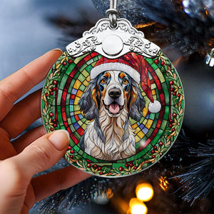 Christmas Dog Stained Glass Ornament | Unique Holiday Gift for Dog Lovers | English Setter