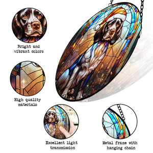 Christmas Dog Stained Glass Suncatcher | Unique Holiday Gift for Dog Lovers | English Springer Spaniel