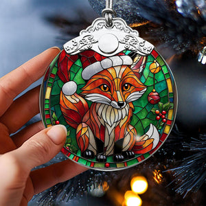 Fox Stained Glass Christmas Glass Ornament, Elegant Holiday Décor for Your Tree, Glass Ornament christmas 2024