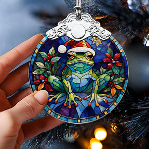 Frog Stained Glass Christmas Glass Ornament, Elegant Holiday Décor for Your Tree, Glass Ornament christmas 2024