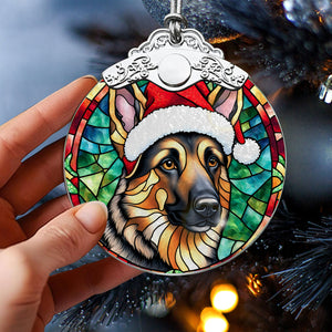 Christmas Dog Stained Glass Ornament | Unique Holiday Gift for Dog Lovers | German Shepherd