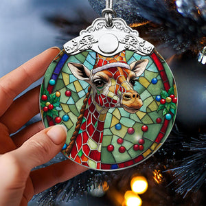 Giraffe Stained Glass Christmas Glass Ornament, Elegant Holiday Décor for Your Tree, Glass Ornament christmas 2024