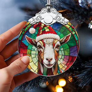 Goat Stained Glass Christmas Glass Ornament, Elegant Holiday Décor for Your Tree, Glass Ornament christmas 2024