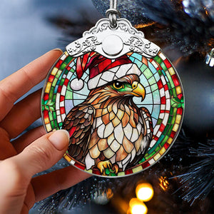 Hawk Stained Glass Christmas Glass Ornament, Elegant Holiday Décor for Your Tree, Glass Ornament christmas 2024