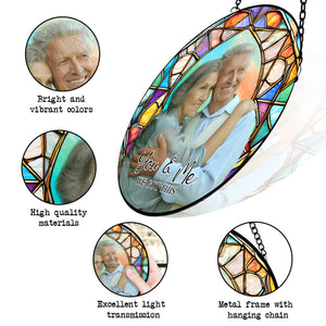 Husband & Wife Stained Glass Suncatcher, Husband & Wife Suncatcher for Windows Stained Glass