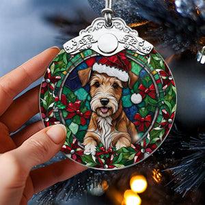 Christmas Dog Stained Glass Ornament | Unique Holiday Gift for Dog Lovers | Irish Terrier