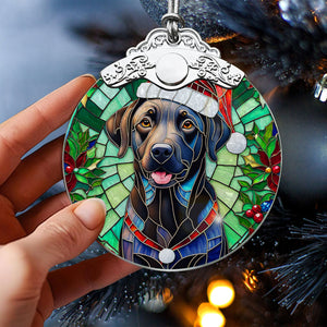 Christmas Dog Stained Glass Ornament | Unique Holiday Gift for Dog Lovers | Labrador Retriever