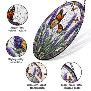 Lavender Monarch Butterfly Stained Glass Suncatcher, Lavender Monarch Butterfly Suncatcher for Windows Stained Glass