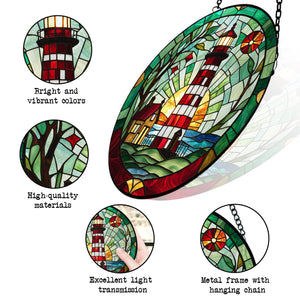 Light House Stained Glass Suncatcher, Light House Suncatcher for Windows Stained Glass A01