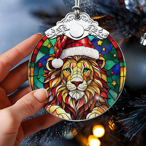 Lion Stained Glass Christmas Glass Ornament, Elegant Holiday Décor for Your Tree, Glass Ornament christmas 2024