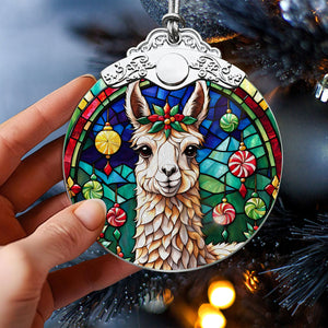 Llama Stained Glass Christmas Glass Ornament, Elegant Holiday Décor for Your Tree, Glass Ornament christmas 2024