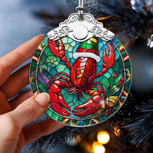 Lobster Stained Glass Christmas Glass Ornament, Elegant Holiday Décor for Your Tree, Glass Ornament christmas 2024