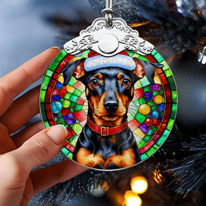 Christmas Dog Stained Glass Ornament | Unique Holiday Gift for Dog Lovers | Manchester Terrier