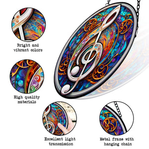 Music Clef Stained Glass Suncatcher, Music Clef Suncatcher for Windows Stained Glass