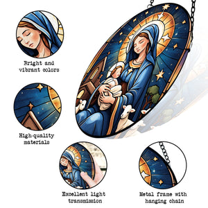 Nativity Scene Stained Glass Suncatcher, Nativity Scene Suncatchers for Windows Stained Glass