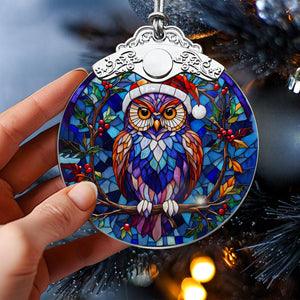 Owl Stained Glass Christmas Glass Ornament, Elegant Holiday Décor for Your Tree, Glass Ornament christmas 2024