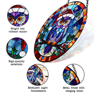 Owl Stained Glass Suncatcher, Owl Suncatcher for Windows Stained Glass